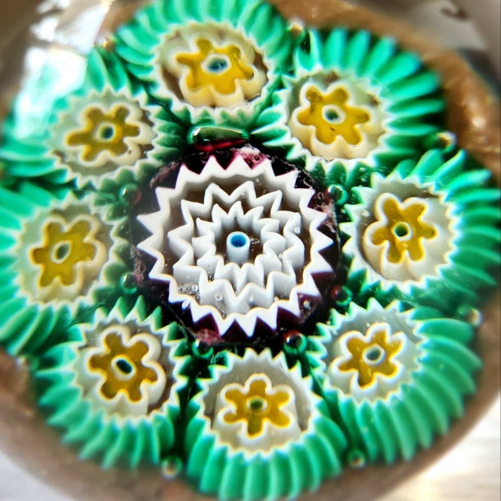 Used Murano Blown‎ Glass Dome Paperweight Millefiori Multicolor Vintage Murano